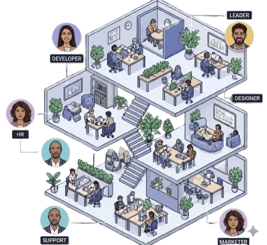 Tattva Isometric Office Layout with Community Members